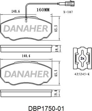 Danaher DBP1750-01 - Тормозные колодки, дисковые, комплект autosila-amz.com