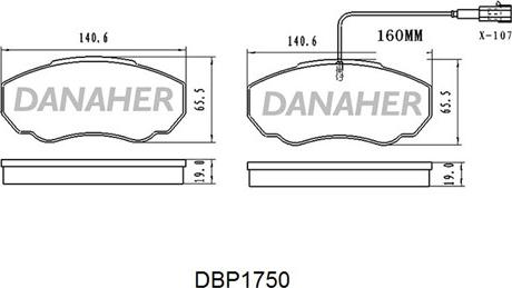 Danaher DBP1750 - Тормозные колодки, дисковые, комплект autosila-amz.com