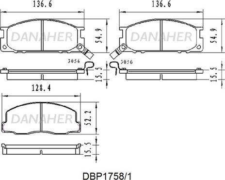 Danaher DBP1758/1 - Тормозные колодки, дисковые, комплект autosila-amz.com