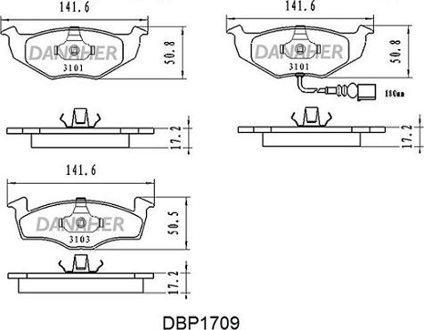 Danaher DBP1709 - Тормозные колодки, дисковые, комплект autosila-amz.com