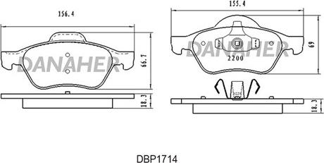 Danaher DBP1714 - Тормозные колодки, дисковые, комплект autosila-amz.com