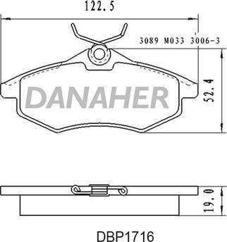 Danaher DBP1716 - Тормозные колодки, дисковые, комплект autosila-amz.com