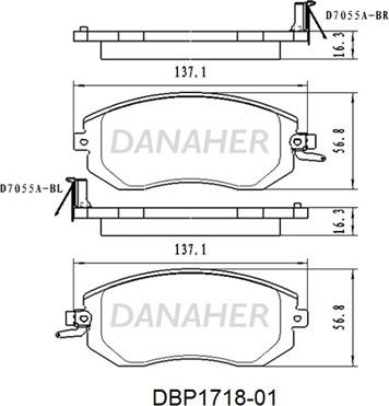 Danaher DBP1718-01 - Тормозные колодки, дисковые, комплект autosila-amz.com