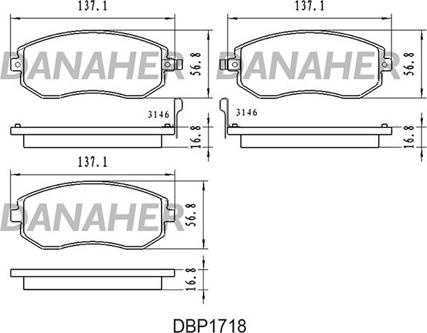 Danaher DBP1718 - Тормозные колодки, дисковые, комплект autosila-amz.com