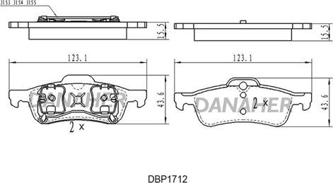 Danaher DBP1712 - Тормозные колодки, дисковые, комплект autosila-amz.com