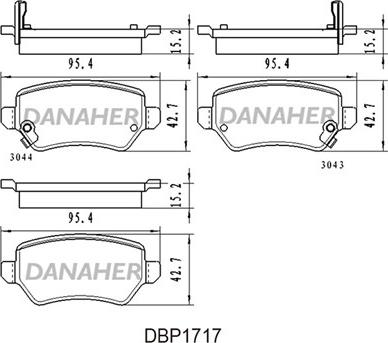 Danaher DBP1717 - Тормозные колодки, дисковые, комплект autosila-amz.com