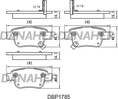 Danaher DBP1785 - Тормозные колодки, дисковые, комплект autosila-amz.com