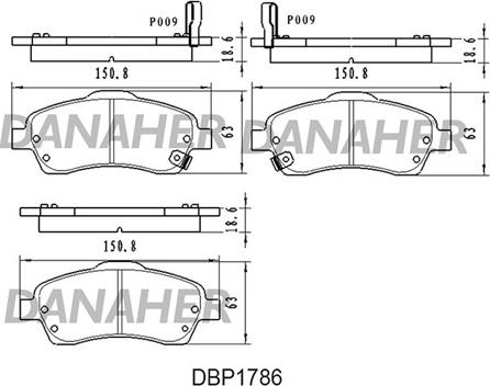 Danaher DBP1786 - Тормозные колодки, дисковые, комплект autosila-amz.com