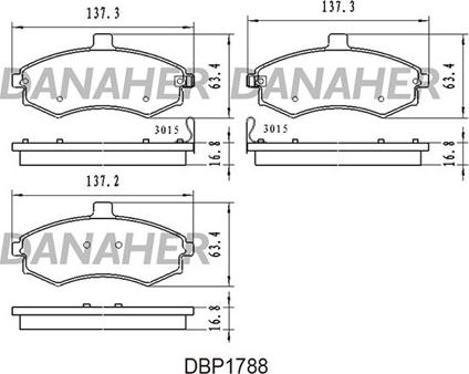 Danaher DBP1788 - Тормозные колодки, дисковые, комплект autosila-amz.com