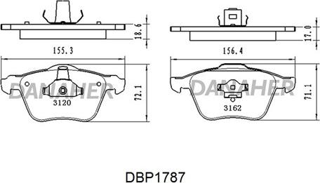 Danaher DBP1787 - Тормозные колодки, дисковые, комплект autosila-amz.com