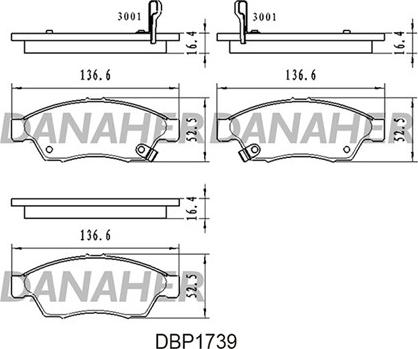 Danaher DBP1739 - Тормозные колодки, дисковые, комплект autosila-amz.com
