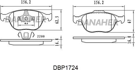 Danaher DBP1724 - Тормозные колодки, дисковые, комплект autosila-amz.com