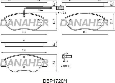 Danaher DBP1720/1 - Тормозные колодки, дисковые, комплект autosila-amz.com