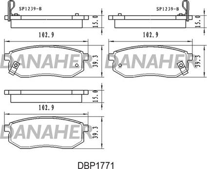 Danaher DBP1771 - Тормозные колодки, дисковые, комплект autosila-amz.com
