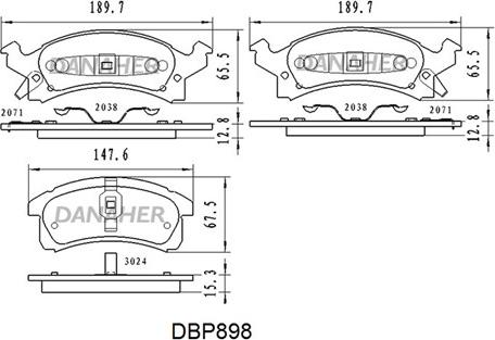 Danaher DBP898 - Тормозные колодки, дисковые, комплект autosila-amz.com