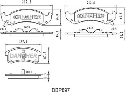 Danaher DBP897 - Тормозные колодки, дисковые, комплект autosila-amz.com