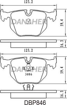 Danaher DBP846 - Тормозные колодки, дисковые, комплект autosila-amz.com