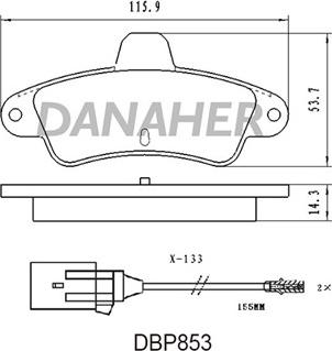 Danaher DBP853 - Тормозные колодки, дисковые, комплект autosila-amz.com