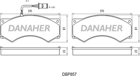 Danaher DBP857 - Тормозные колодки, дисковые, комплект autosila-amz.com