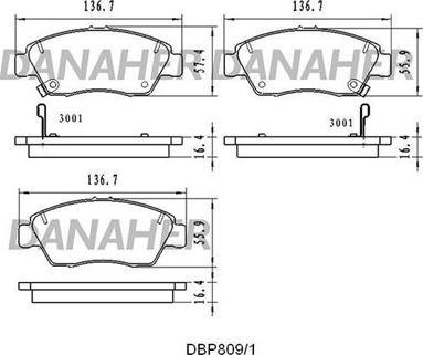 Danaher DBP809/1 - Тормозные колодки, дисковые, комплект autosila-amz.com