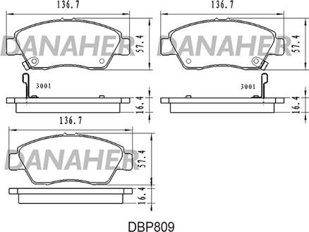 Danaher DBP809 - Тормозные колодки, дисковые, комплект autosila-amz.com