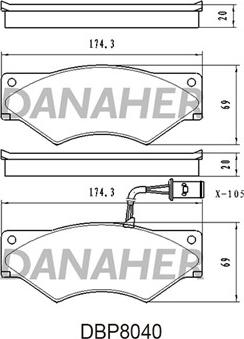 Danaher DBP8040 - Тормозные колодки, дисковые, комплект autosila-amz.com