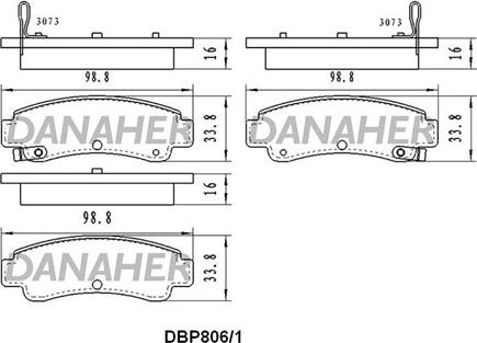 Danaher DBP806/1 - Тормозные колодки, дисковые, комплект autosila-amz.com