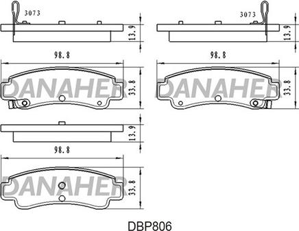 Danaher DBP806 - Тормозные колодки, дисковые, комплект autosila-amz.com