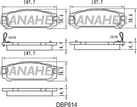 Danaher DBP814 - Тормозные колодки, дисковые, комплект autosila-amz.com