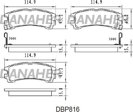 Danaher DBP816 - Тормозные колодки, дисковые, комплект autosila-amz.com