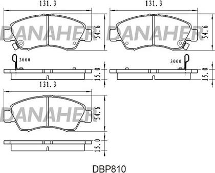 Danaher DBP810 - Тормозные колодки, дисковые, комплект autosila-amz.com