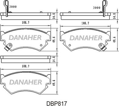 Danaher DBP817 - Тормозные колодки, дисковые, комплект autosila-amz.com