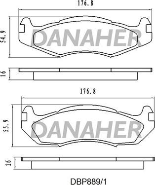Danaher DBP889/1 - Тормозные колодки, дисковые, комплект autosila-amz.com