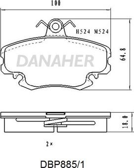 Danaher DBP885/1 - Тормозные колодки, дисковые, комплект autosila-amz.com