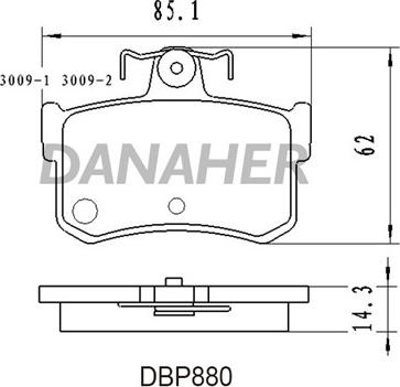 Danaher DBP880 - Тормозные колодки, дисковые, комплект autosila-amz.com