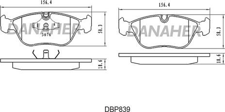 Danaher DBP839 - Тормозные колодки, дисковые, комплект autosila-amz.com