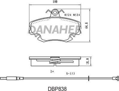Danaher DBP838 - Тормозные колодки, дисковые, комплект autosila-amz.com