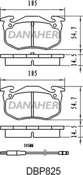Danaher DBP825 - Тормозные колодки, дисковые, комплект autosila-amz.com