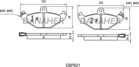 Danaher DBP821 - Тормозные колодки, дисковые, комплект autosila-amz.com
