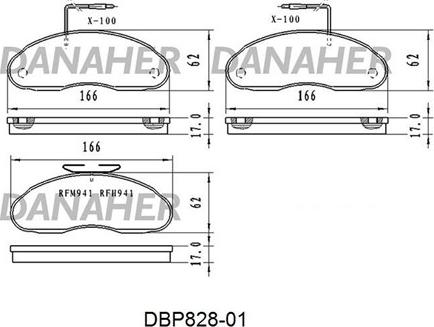 Danaher DBP828-01 - Тормозные колодки, дисковые, комплект autosila-amz.com