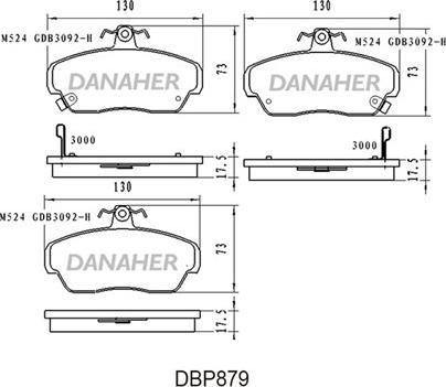 Danaher DBP879 - Тормозные колодки, дисковые, комплект autosila-amz.com