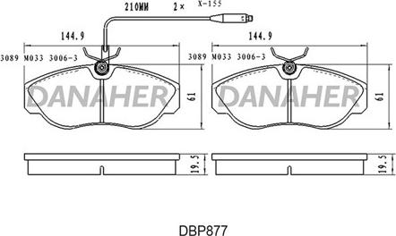 Danaher DBP877 - Тормозные колодки, дисковые, комплект autosila-amz.com