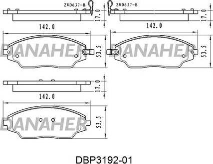 Danaher DBP3192-01 - Тормозные колодки, дисковые, комплект autosila-amz.com