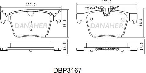 Danaher DBP3167 - Тормозные колодки, дисковые, комплект autosila-amz.com