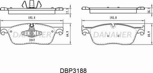 Danaher DBP3188 - Тормозные колодки, дисковые, комплект autosila-amz.com
