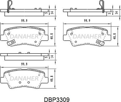 Danaher DBP3309 - Тормозные колодки, дисковые, комплект autosila-amz.com