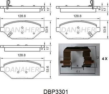 Danaher DBP3301 - Тормозные колодки, дисковые, комплект autosila-amz.com