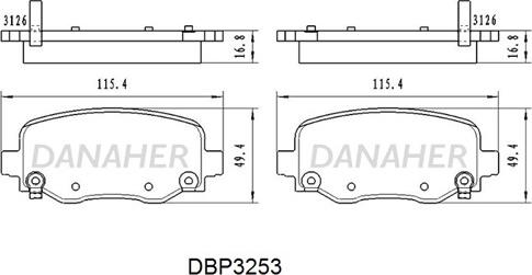 Danaher DBP3253 - Тормозные колодки, дисковые, комплект autosila-amz.com