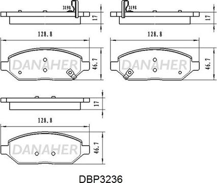 Danaher DBP3236 - Тормозные колодки, дисковые, комплект autosila-amz.com