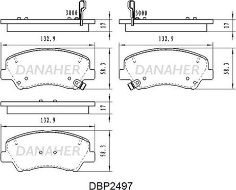 Danaher DBP2497 - Тормозные колодки, дисковые, комплект autosila-amz.com